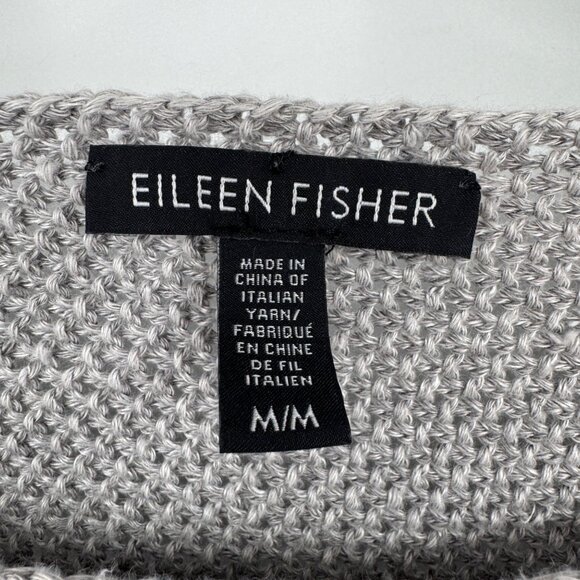 Eileen Fisher Linen sweater long sleeve crew neck rounded hemline woman’s size M - Picture 2 of 13